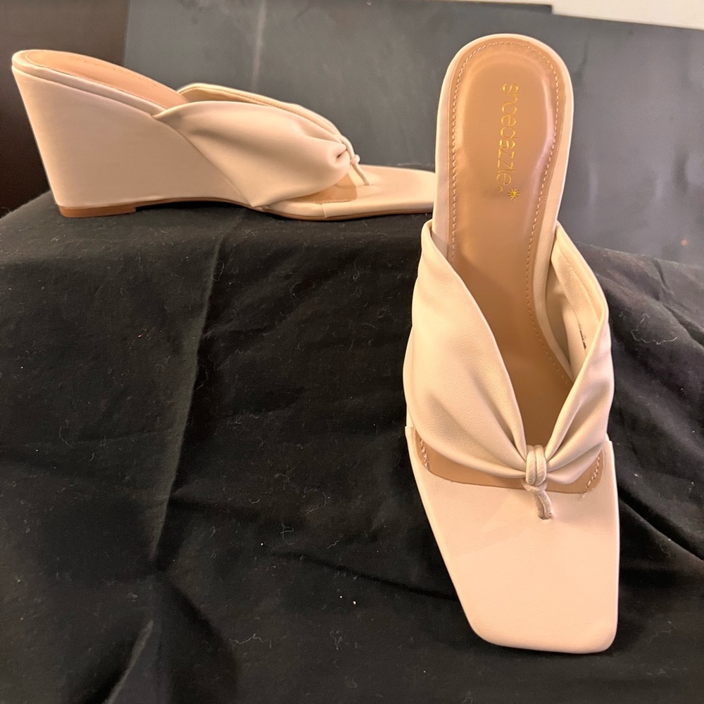 Brand new never worn bone white wedge sandals size 7 1/2 size 8 and size 8 1/2